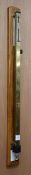 An 'Edney' Fortin brass stick barometer on oak mount H.99cm