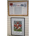 100th Test Match memorabilia items England -V- West Indies year 2000, framed and a 'Lions