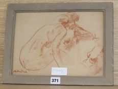 A. Andre, sanguine chalk, Nude study, signed, 21.5 x 30cm