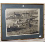 Geoffrey Elliott, lithograph, Tilikum at Newhaven, signed in pencil and dated 1969, 48 x 62cm