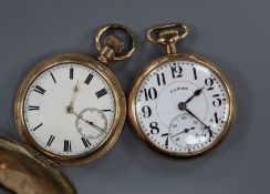 An Illinois gold plated pocket watch and a gold plated hunter pocket watch