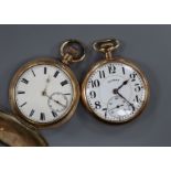 An Illinois gold plated pocket watch and a gold plated hunter pocket watch