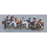 Seven Delprado cast metal Napoleonic equestrian figures