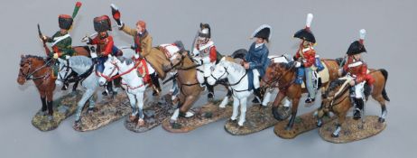 Seven Delprado cast metal Napoleonic equestrian figures