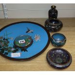 A group of Japanese cloisonne enamel wares, Meiji period
