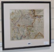 William Kip, coloured engraving, a Map of Westmorlandiae, 27 x 32cm