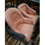 A Victorian buttonback chair and another