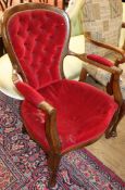 A beech button back fauteuil