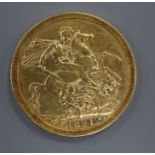 A George V gold sovereign, 1821, VF