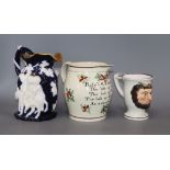 A Phoebe Featherston creamware jug and two others