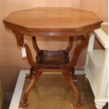 A late Victorian mahogany octagonal topped, two tier centre table W.73cm