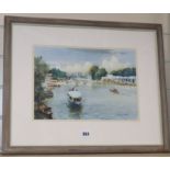 Trevor Chamberlain (1933-) watercolour, 'Regatta Activity, Henley', signed, 24 x 35cm