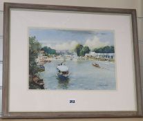 Trevor Chamberlain (1933-) watercolour, 'Regatta Activity, Henley', signed, 24 x 35cm