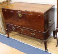 An 18th century mahogany chest with wine cooler compartment and single base drawer, possibly