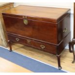 An 18th century mahogany chest with wine cooler compartment and single base drawer, possibly