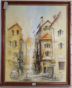 Ben Maile (1922-), oil on canvas, French street scene, signed, 75 x 61cm