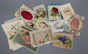 A collection of 19th century and later Valentine cards