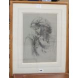 Clara Klinghoffer (1900-1970), charcoal drawing, Sketch of a young woman, signed, 41 x 29cm