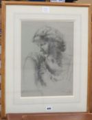 Clara Klinghoffer (1900-1970), charcoal drawing, Sketch of a young woman, signed, 41 x 29cm