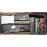 A carving set, a pocket watch, books, etc.