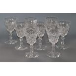 A set of eight Val St Lambert cup glass wine glasses height 16cm