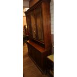 An Edwardian fielded panelled oak dresser, with glazed upper section W.148cm