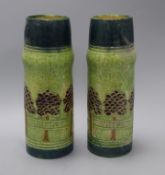 A pair of Dutch green glazed pottery vases height 30cm