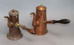 Two 18th century copper tavern coffee pots