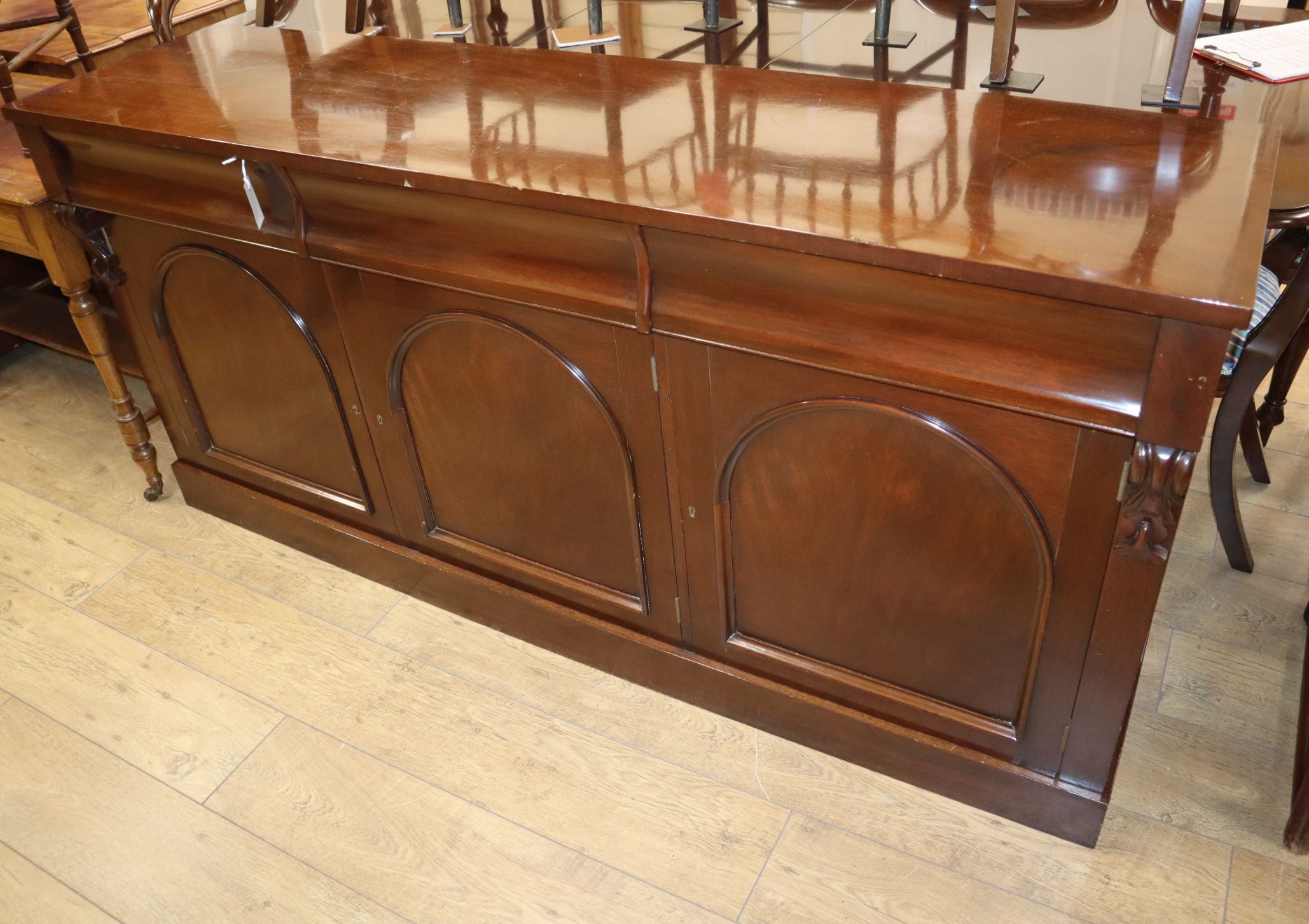 A Victorian style mahogany sideboard W.83cm