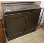 A Victorian green painted display top cabinet W.123cm