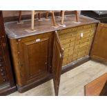 A Victorian scumbled pine collector's cabinet of drawers W.167cm