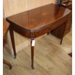A George III Sheraton period inlaid mahogany tea table W.99cm