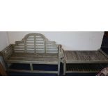 A Lutyens-style garden bench and table Bench W.166cm and table W.135cm