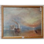 After J.M.W. Turner, oil on canvas, The Fighting Temeraire, 50 x 68cm