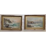 Douglas Houlen Pinder (1886-1949), pair of watercolour and bodycolour, 'Cornish coast' and 'A