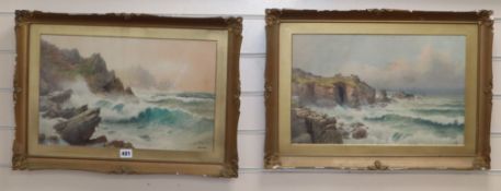 Douglas Houlen Pinder (1886-1949), pair of watercolour and bodycolour, 'Cornish coast' and 'A