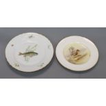 Five Royal Worcester bird plates, signed Poole and five Ginori fish plates