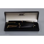 Two Montblanc fountain pen and ballpoint pen sets with one box.