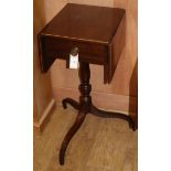 A Regency drop leaf table with drawer, on tripod base W.70cm