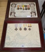 A French First World War certificated and framed medals and similar WWII medals