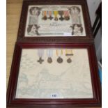 A French First World War certificated and framed medals and similar WWII medals