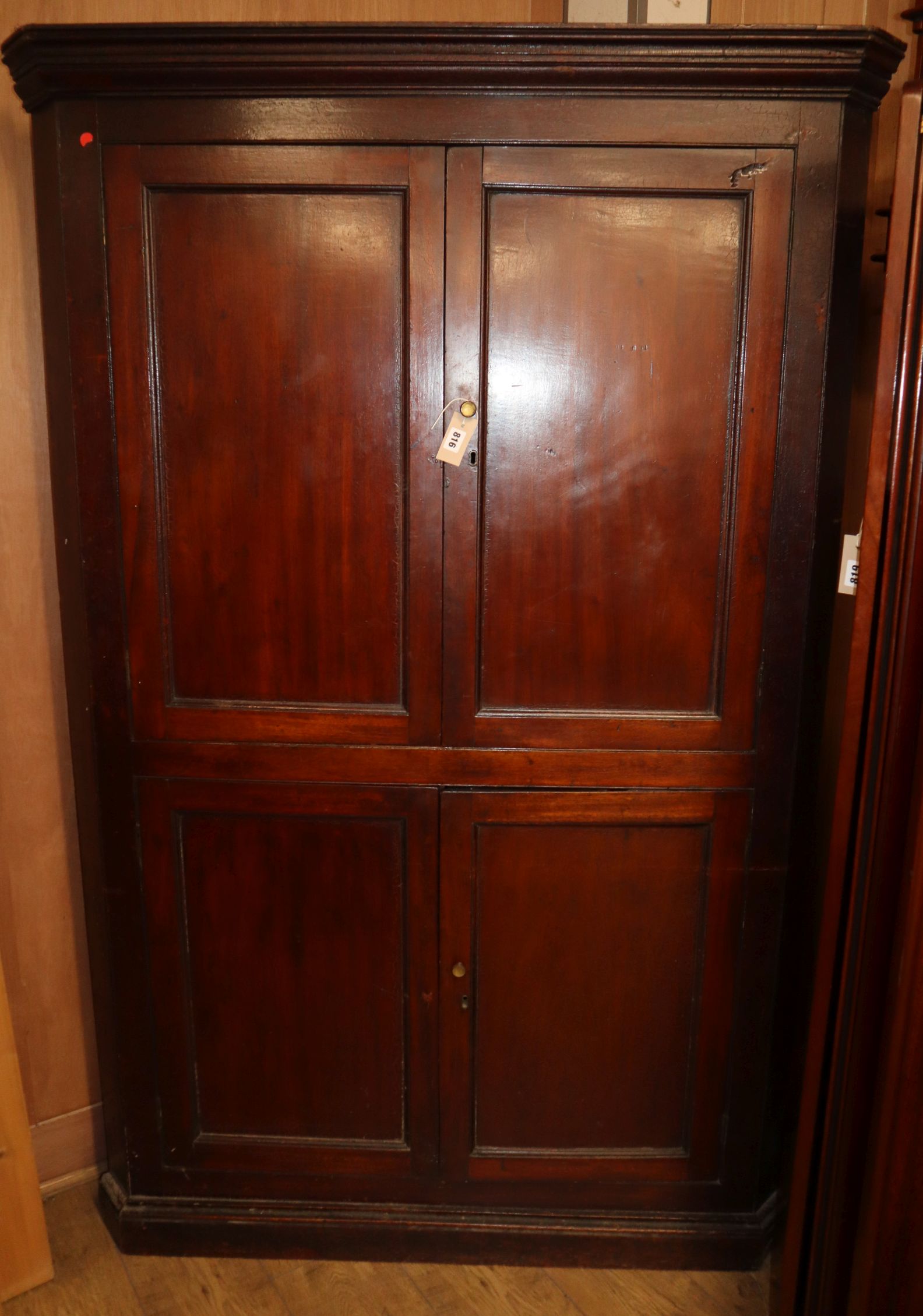 A 19th century mahogany standing corner cupboard H.186cm