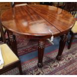 A pair of Victorian mahogany demi-lune console tables, altered W.125cm