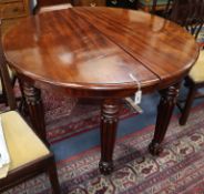 A pair of Victorian mahogany demi-lune console tables, altered W.125cm