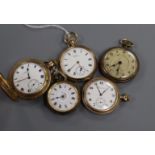 Three gold plated pocket watches including Waltham and two gilt metal pocket watches.