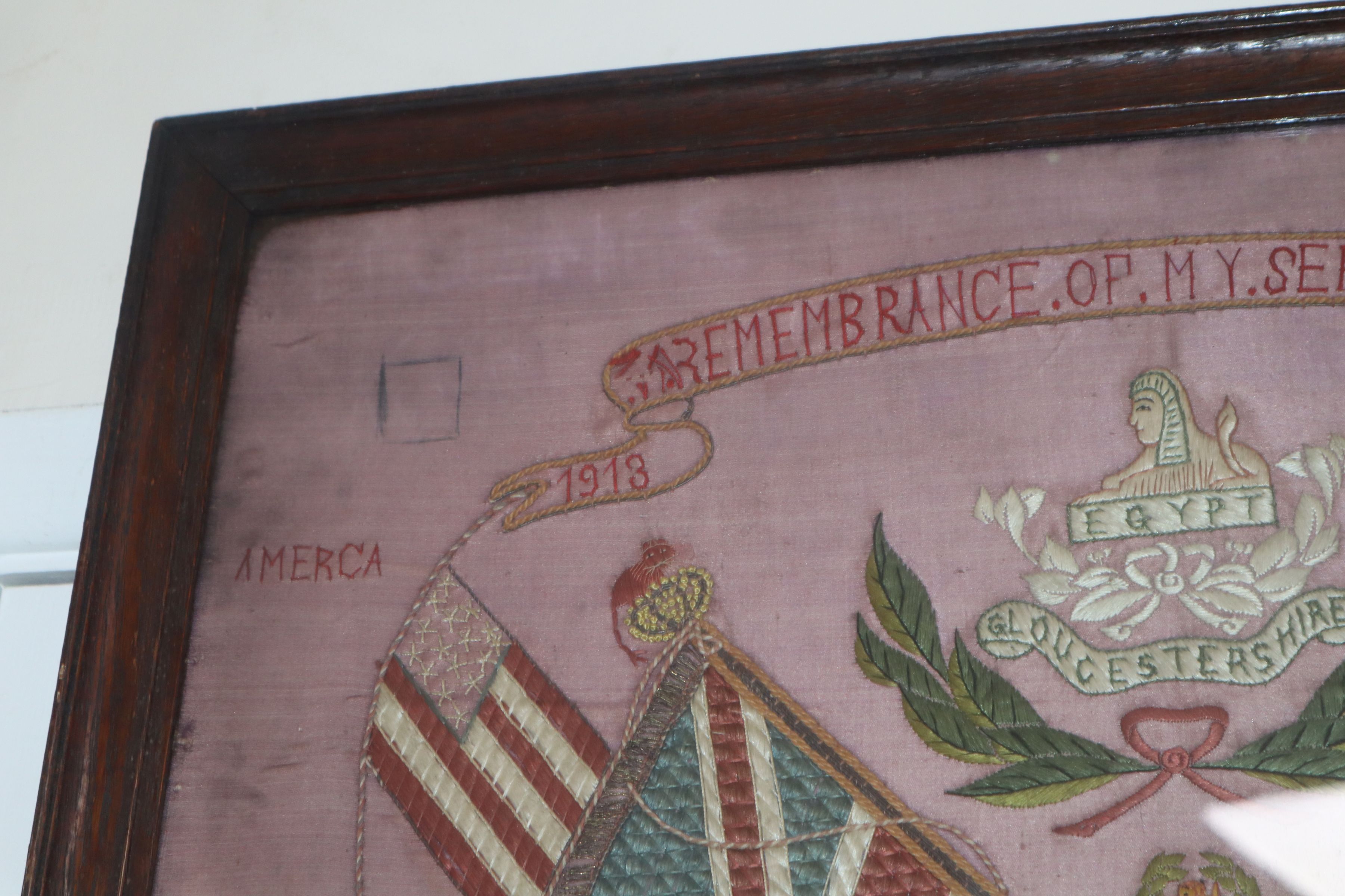 A Gloucestershire Regiment silkwork picture 'In remembrance of my service in N. China 1913-15' - Image 5 of 7