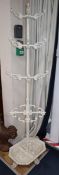 A white-painted Coalbrookdale style cast iron hall stand H.164cm