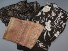 A 1920's shawl, a Victorian shawl and a Liberty's scarf