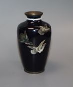 A Japanese miniature silver wire cloisonne enamel vase, Meiji period