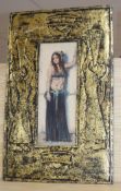 Ken Moroney, oil on canvas laid on board, Arab dancing girl, signed, 29 x 11cm